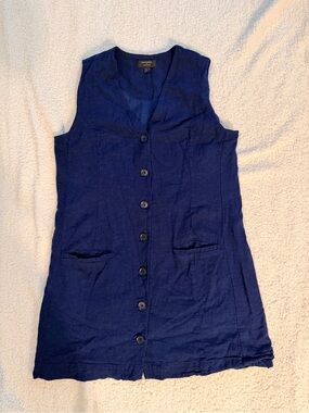 Banana Republic Button-Front Linen Dress - Deep Navy